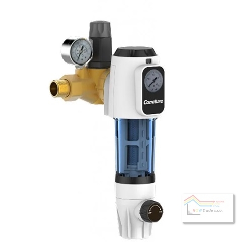 Filter s preplachom,redukč.ventilom,otočný 3/4"Q-50l/m,40mikr,40°C,1-10Bar